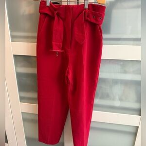 Topshop Red Paperbag Waist Trousers